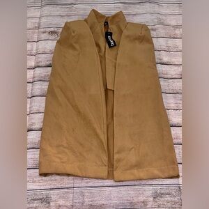 Boohoo Camel Open Front Vest